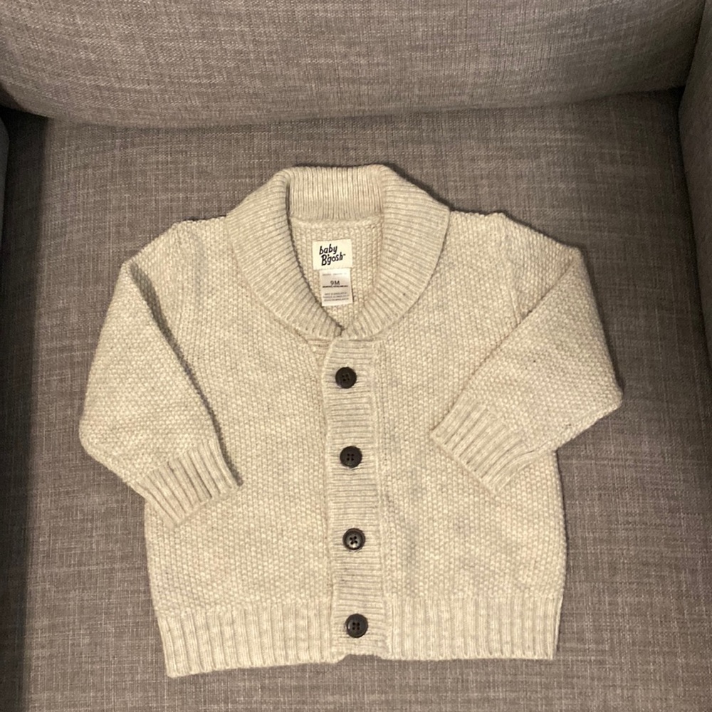 Baby B’gosh knitted collar sweater, boys 9m, oatmeal